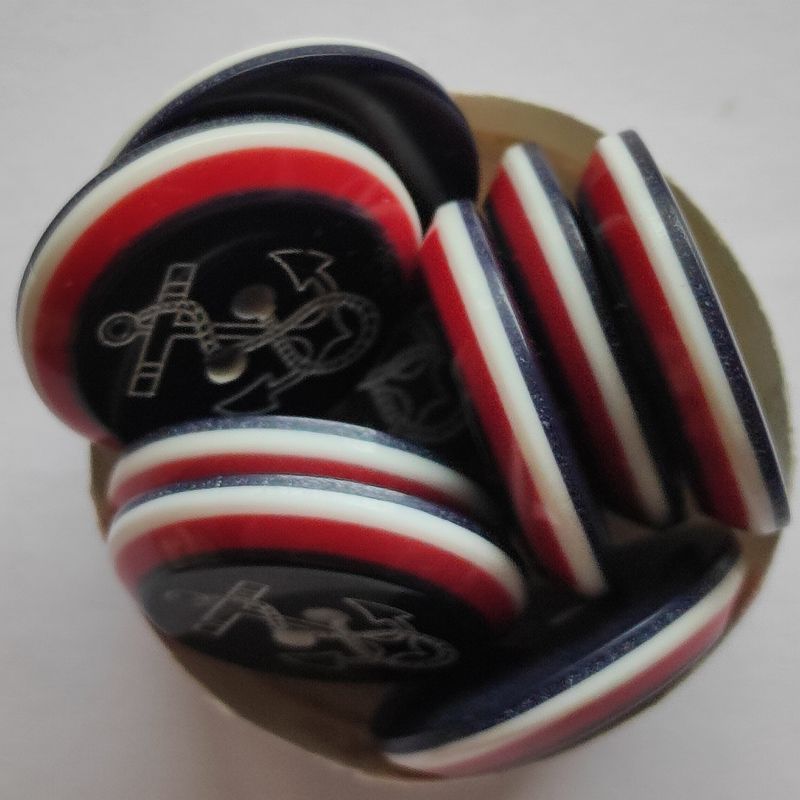 10 boutons anse de bateau 22mm en résine LOT 10