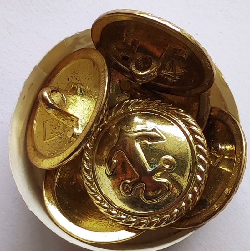 6 boutons en métal doré anse de bateau LOT 11