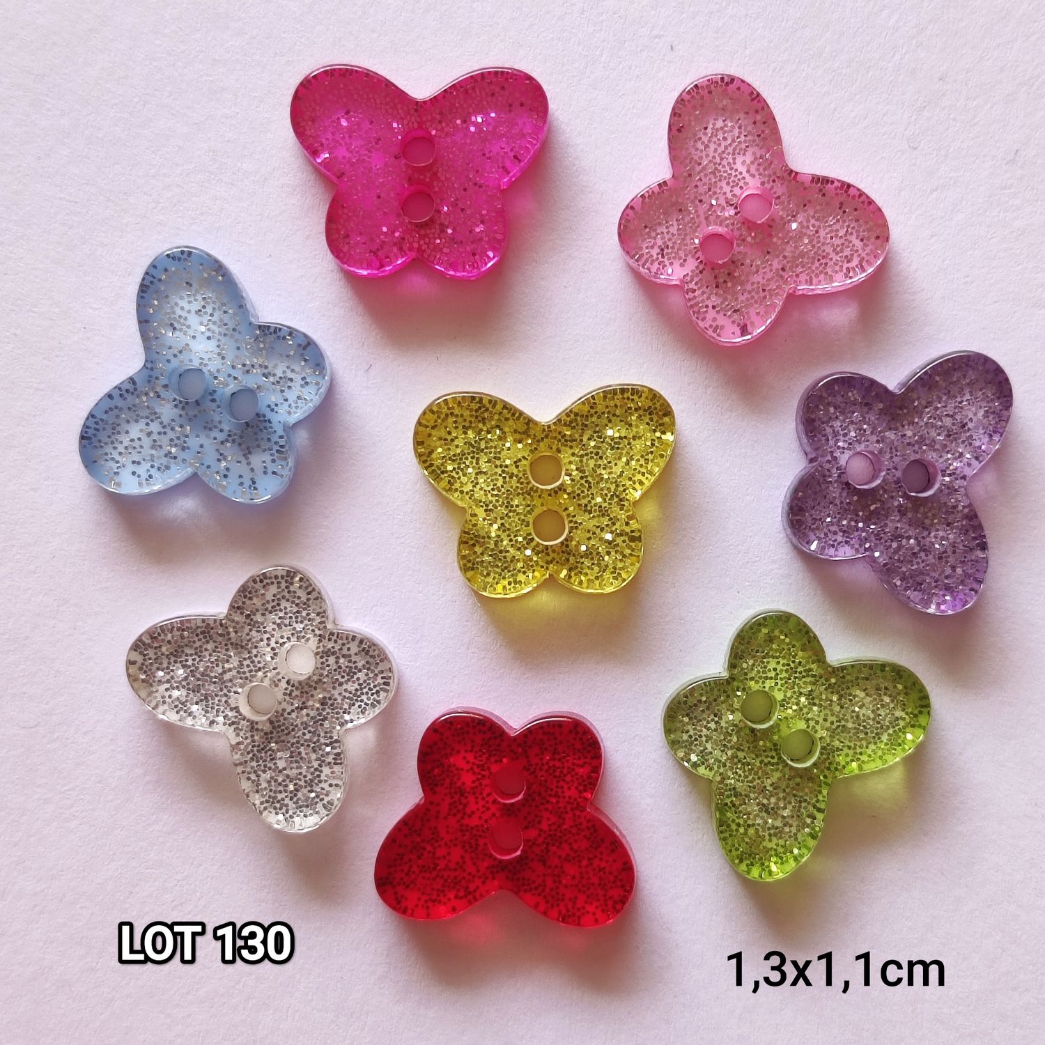 10 boutons papillons glitter LOT 130