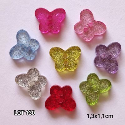 10 boutons papillons glitter LOT 130