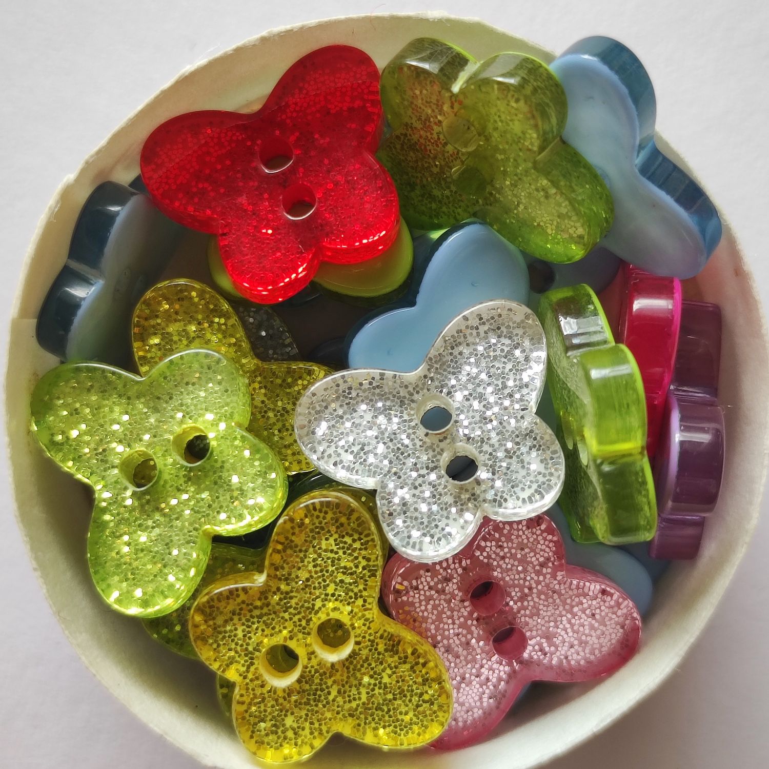 10 boutons papillons glitter LOT 130
