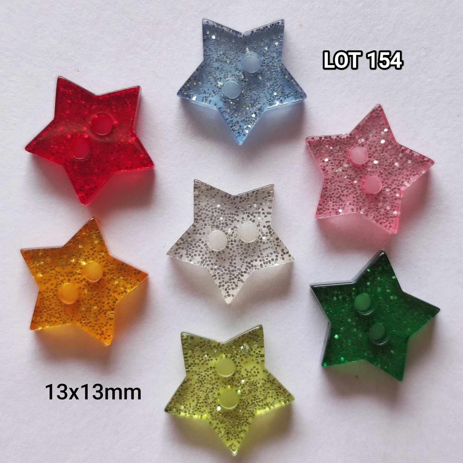  10 boutons étoiles glitter LOT 154