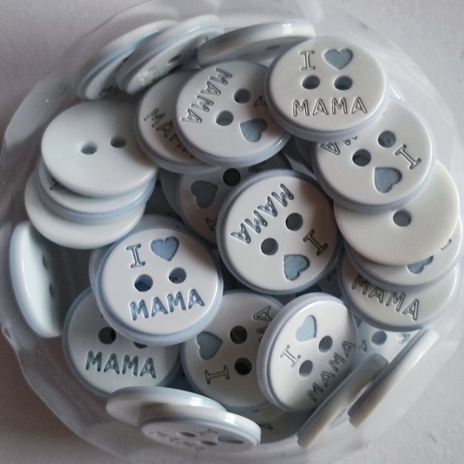 10 boutons "j'aime maman" 12mm en résine LOT 17