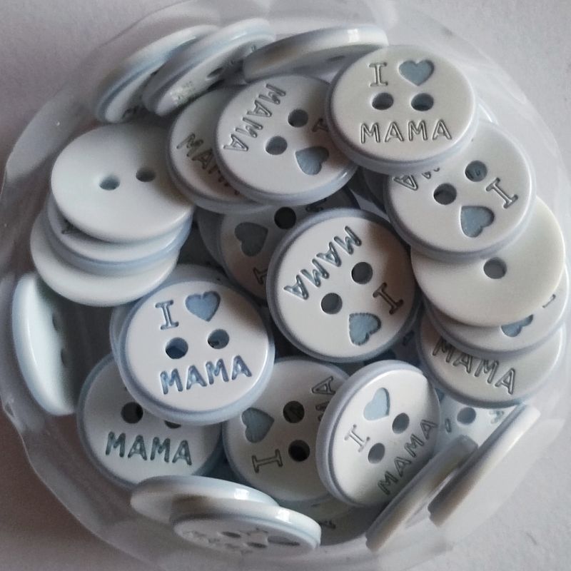 10 boutons "j'aime maman" 12mm en résine LOT 17