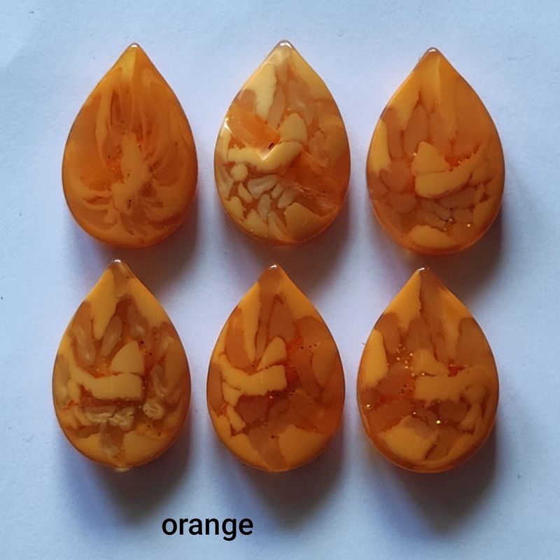 6 boutons feuille en résine 3x2cm LOT 18 / choisissez vos couleurs