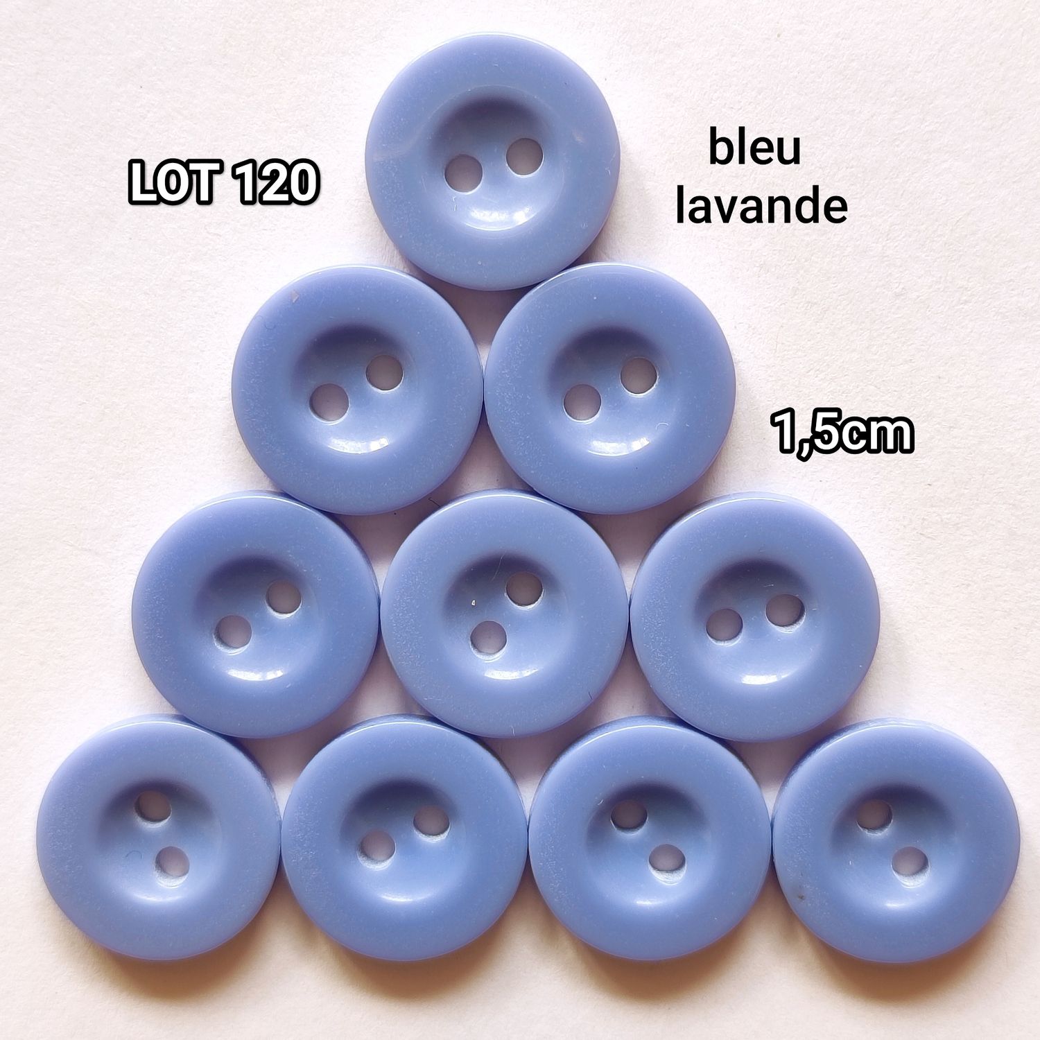 10 boutons 15 mm acrylique bleu LOT 20