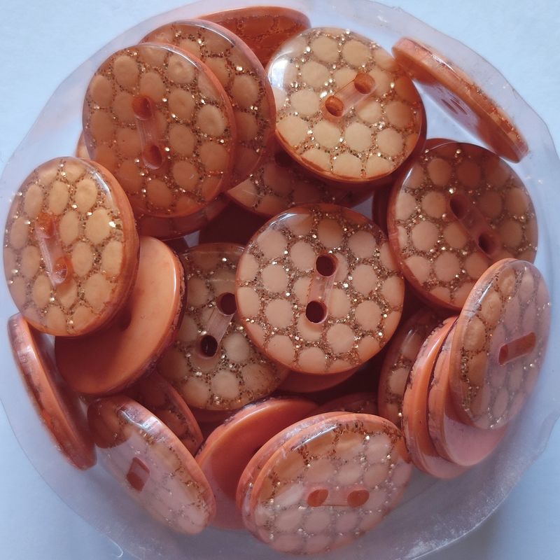 10 boutons 14mm orange avec doré LOT 23
