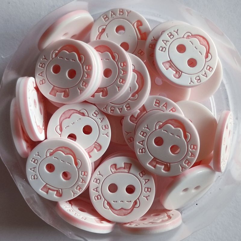 10 boutons baby rose 12mm en résine LOT 16