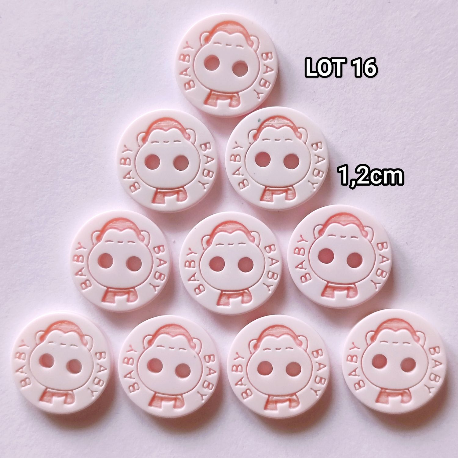 10 boutons baby rose 12mm en résine LOT 16
