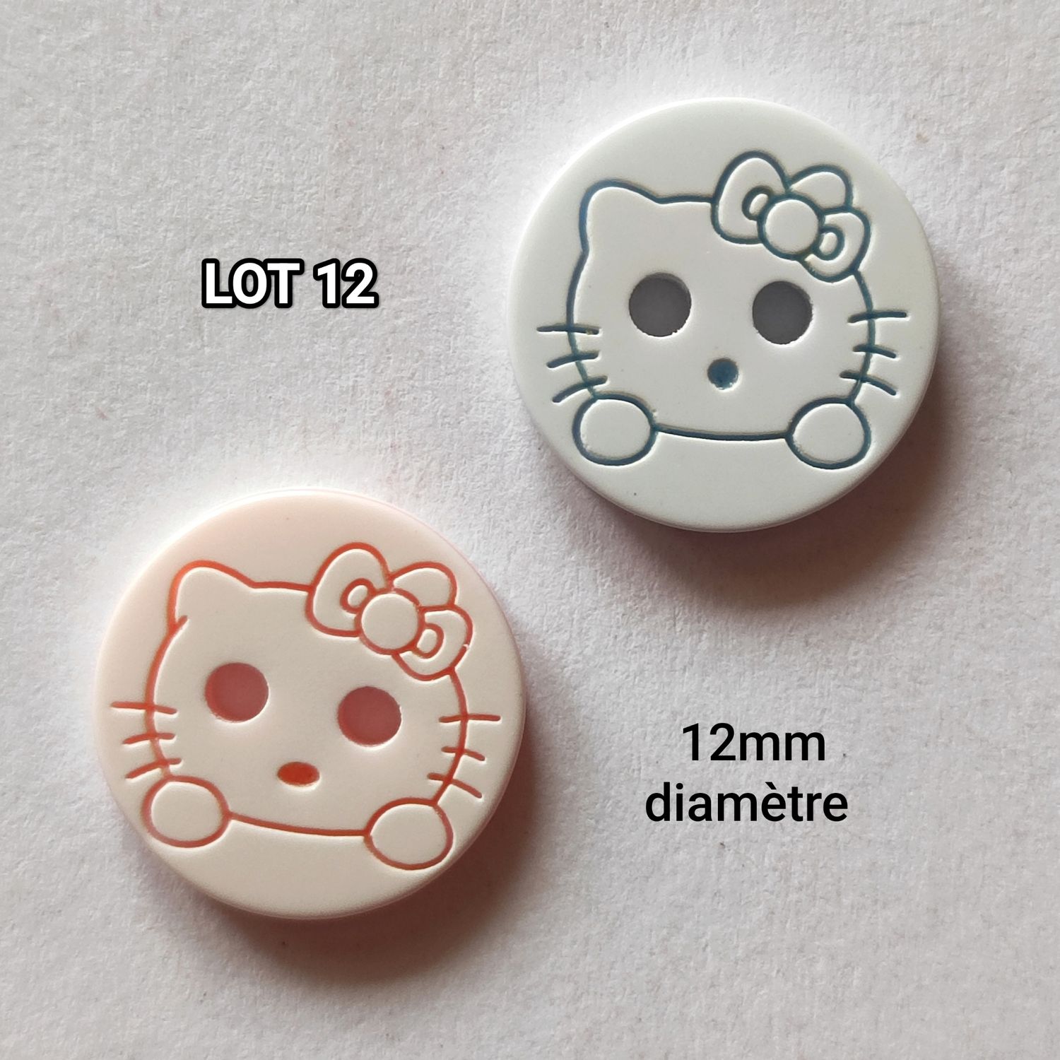 10 boutons chat 12mm LOT 12