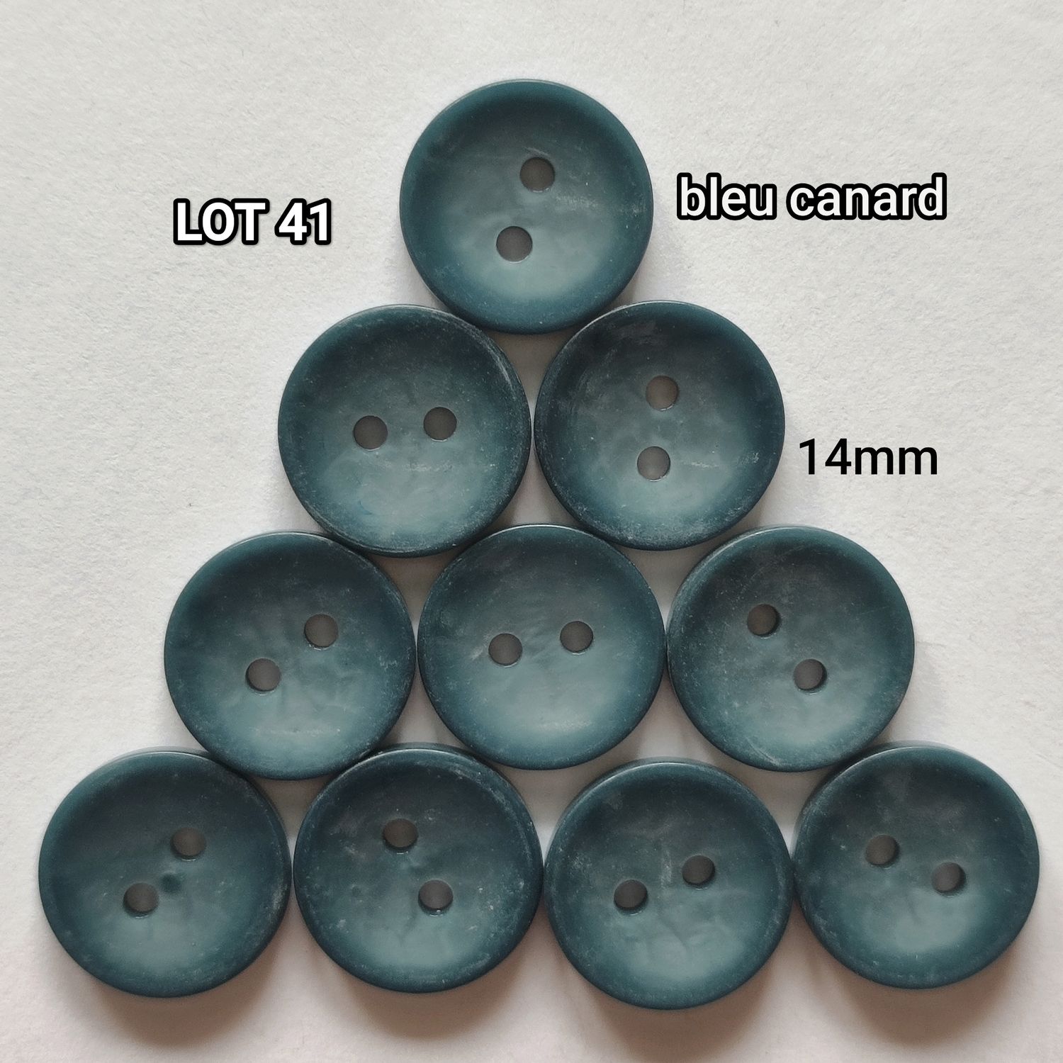 10 boutons bleu canard 1,4cm LOT 41