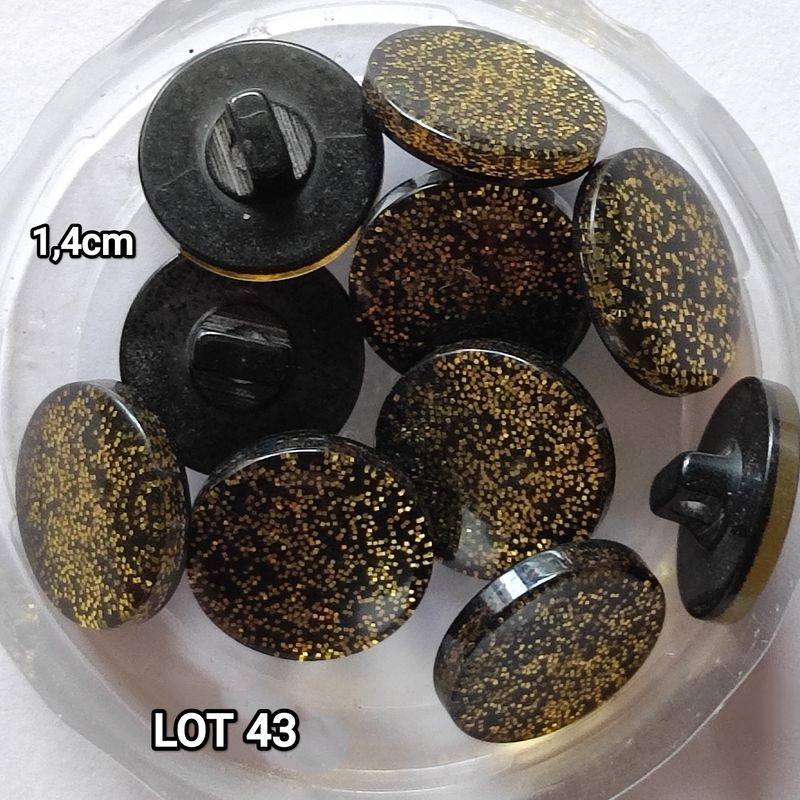 10 boutons à tige 1,4cm paillette jaune LOT 43