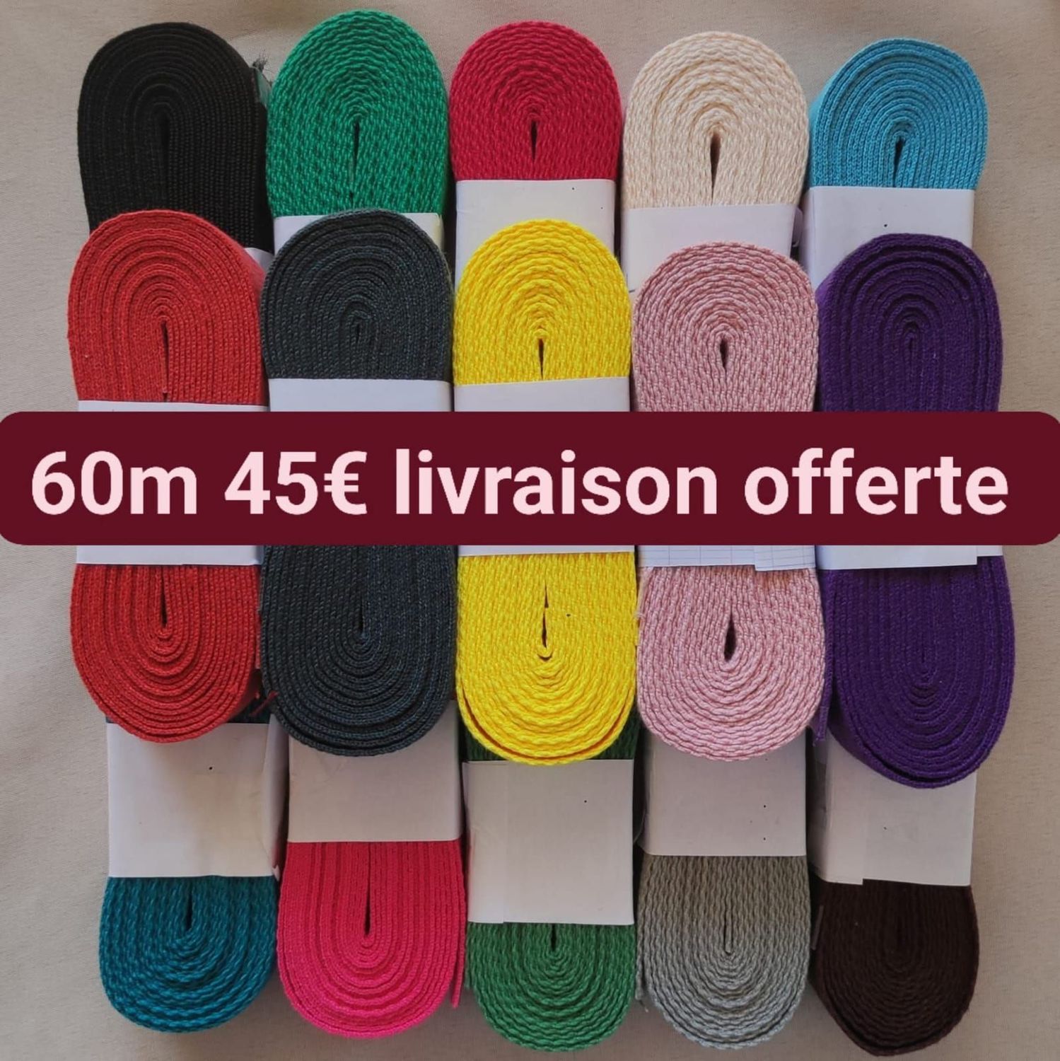 60 mètres sangle coton 32mm au choix