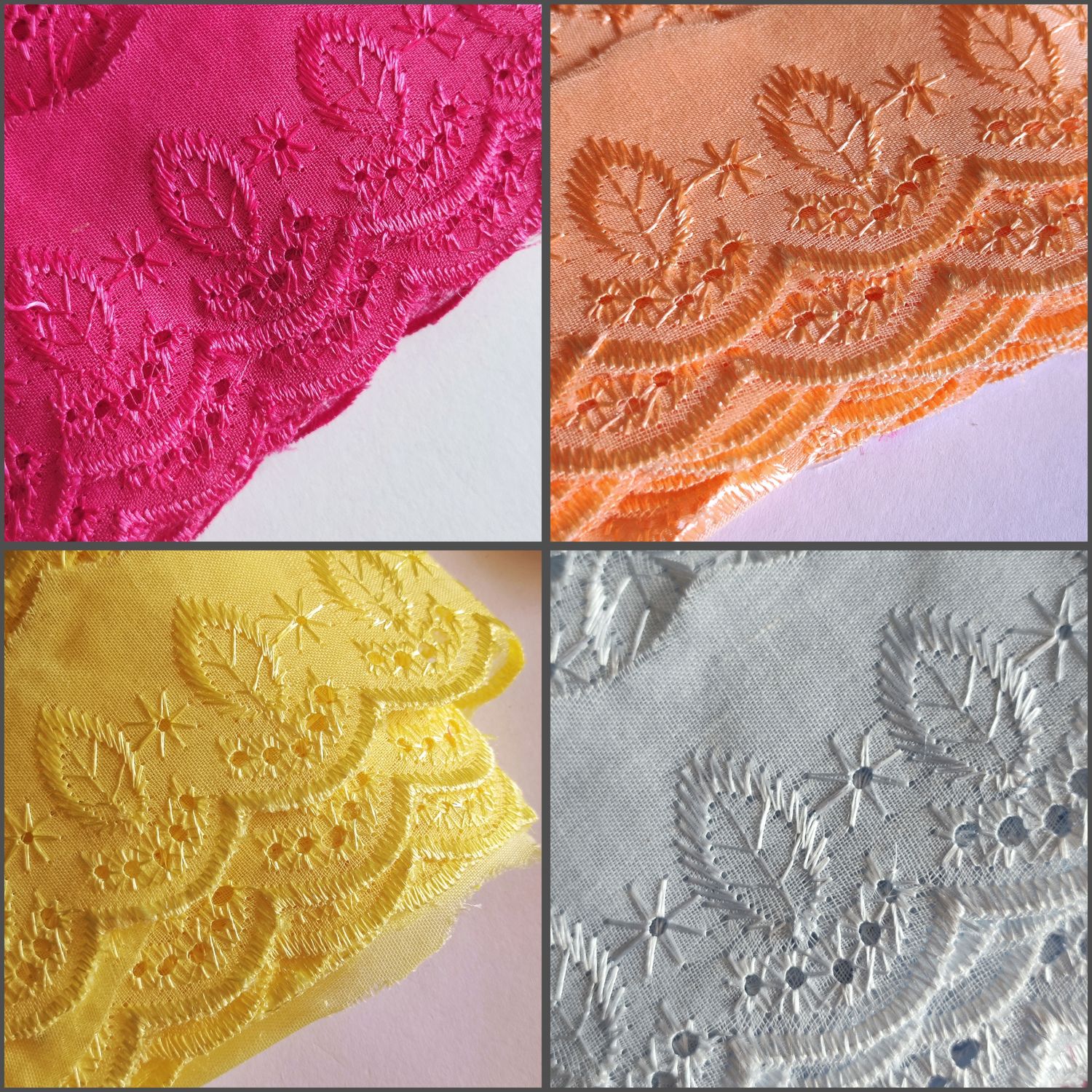 Dentelle brodée 4,5 cm/ choisissez vos couleurs