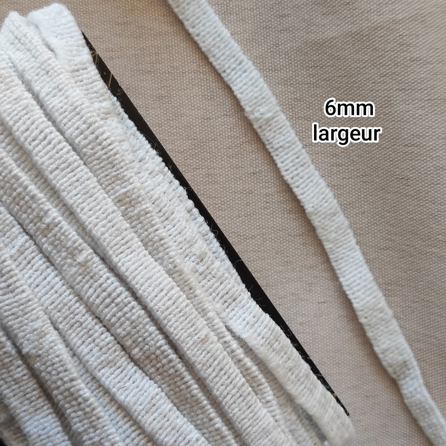 10 mètres Elastique blanc largeur 0,6cm 