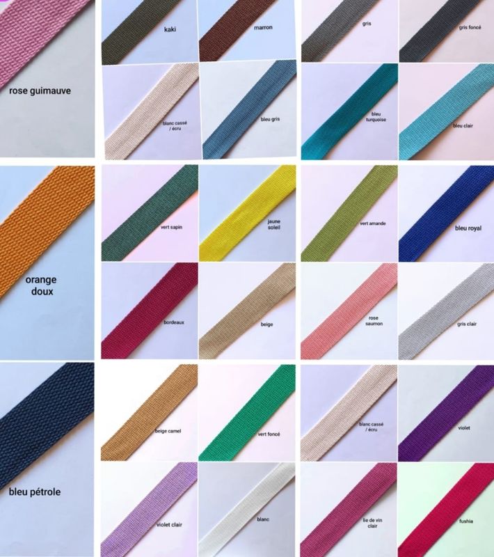 Sangle coton 2cm au mètre (choisissez vos couleurs)