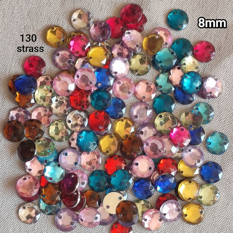 130 strass acrylique colorés 8mm 