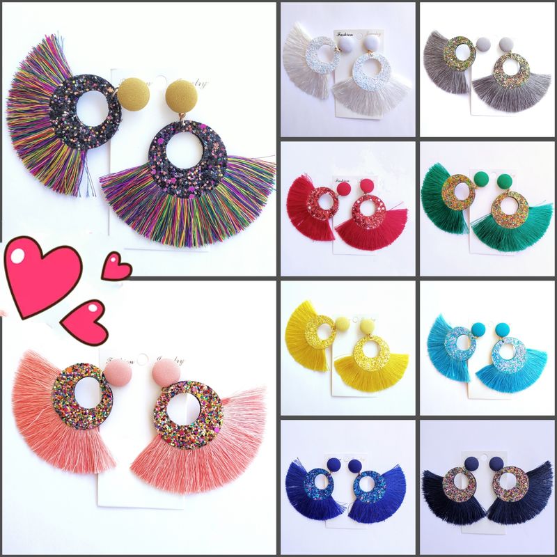 Boucles d'oreilles avec paillette et franges/ choisissez vos couleurs