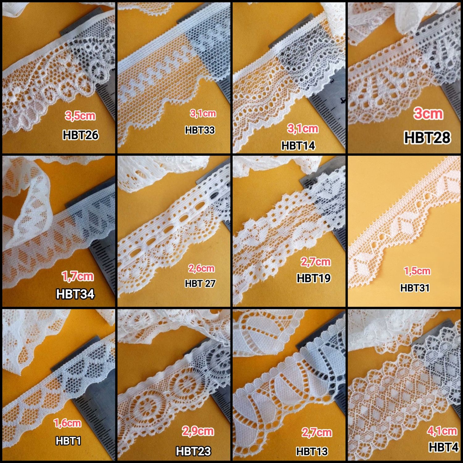 4,30 mètres dentelle élastique (choisissez vos modèles)