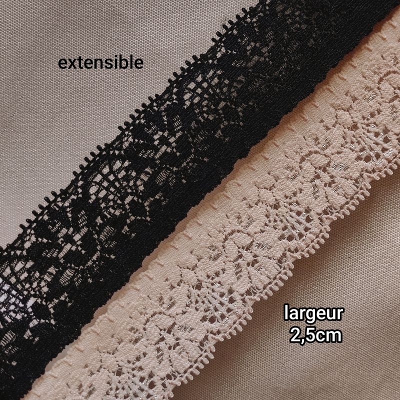 Dentelle 2,5cm au m( choisissez vos couleurs)