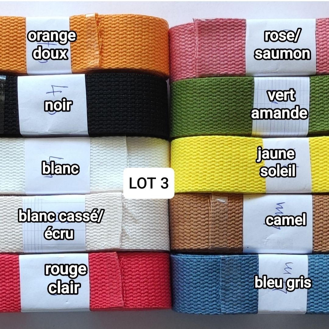 Lot de 40 mètres de sangle coton 3,2cm / choisissez votre lot Lot de 40 mètres de sangle coton 3,2cm / choisissez votre lot