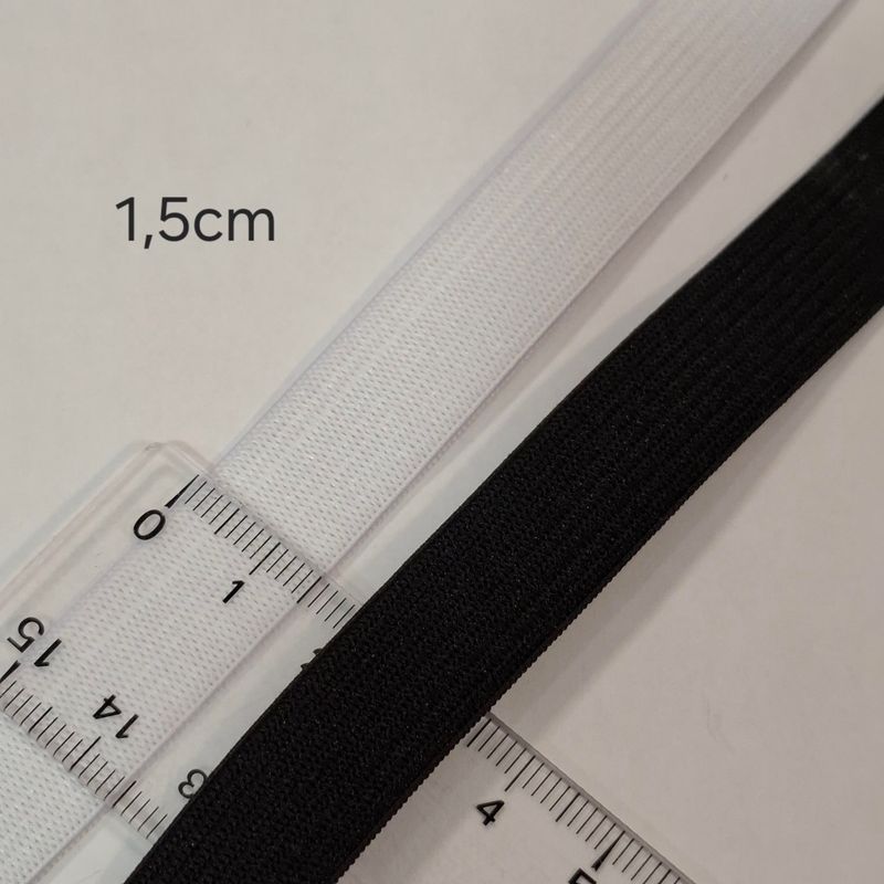 Elastique 1,5 cm au mètre (noir et blanc)