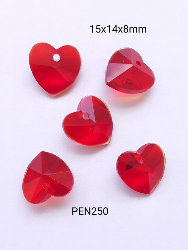 Pendentif coeur en verre 14mm à l'unité (choisissez vos couleurs)