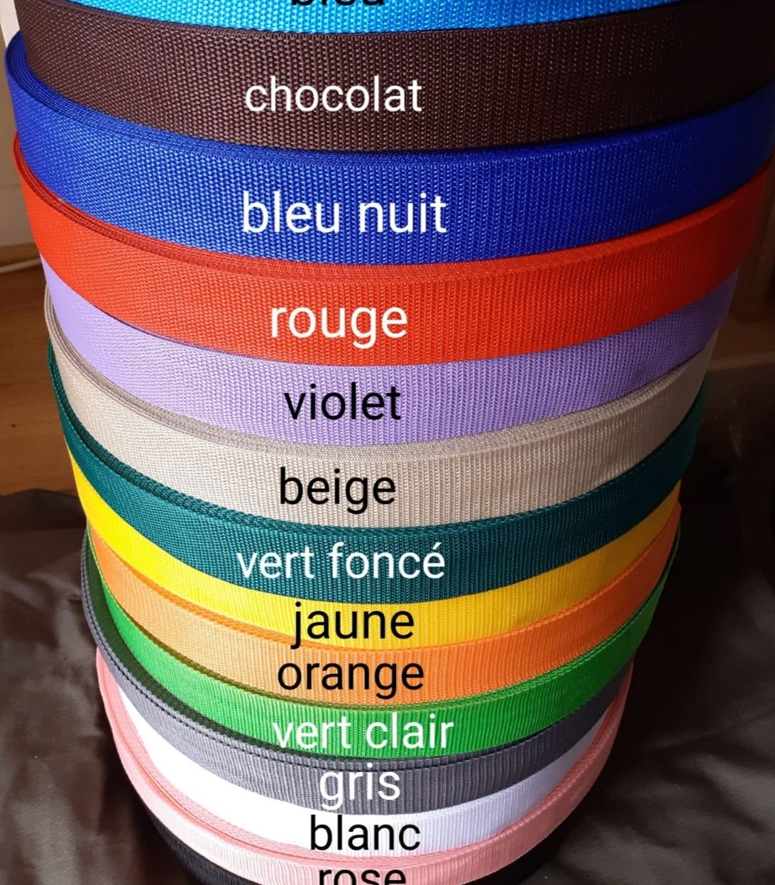 Rouleau 40/45m sangle polypropylène 38mm / choisissez vos couleurs