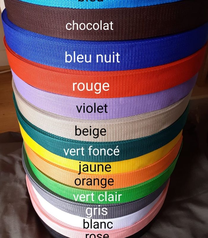 Rouleau 40/45m sangle polypropylène 25mm / choisissez vos couleurs