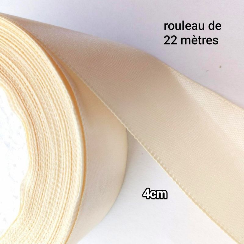 Rouleau de 22 mètres Ruban satin 4cm (choisissez vos couleurs)