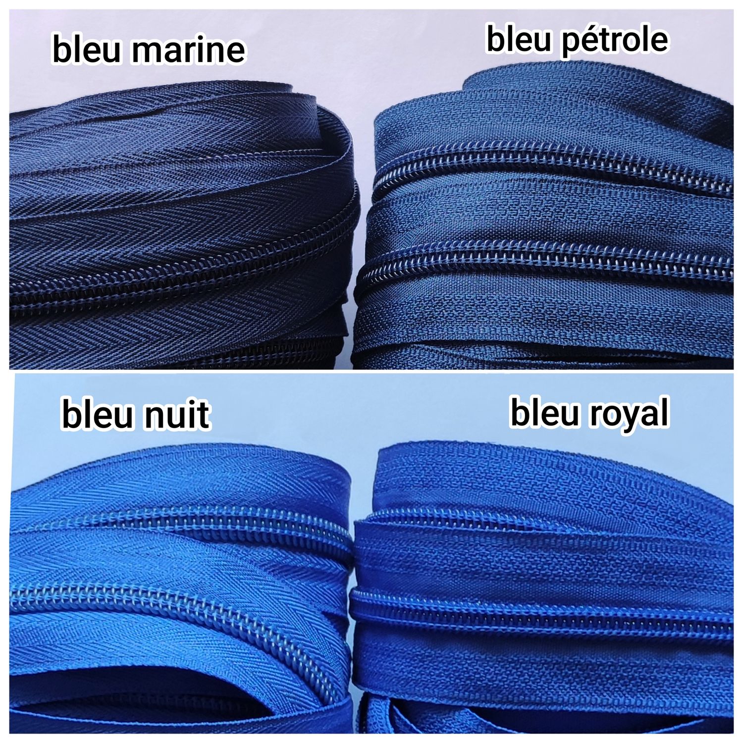 1 mètre fermeture zip #5 + 3 curseurs (choisissez parmi 44 couleurs)