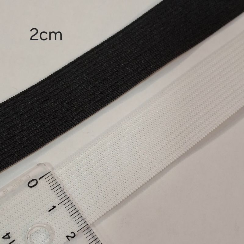 Élastique 2 cm au m (noir et blanc)