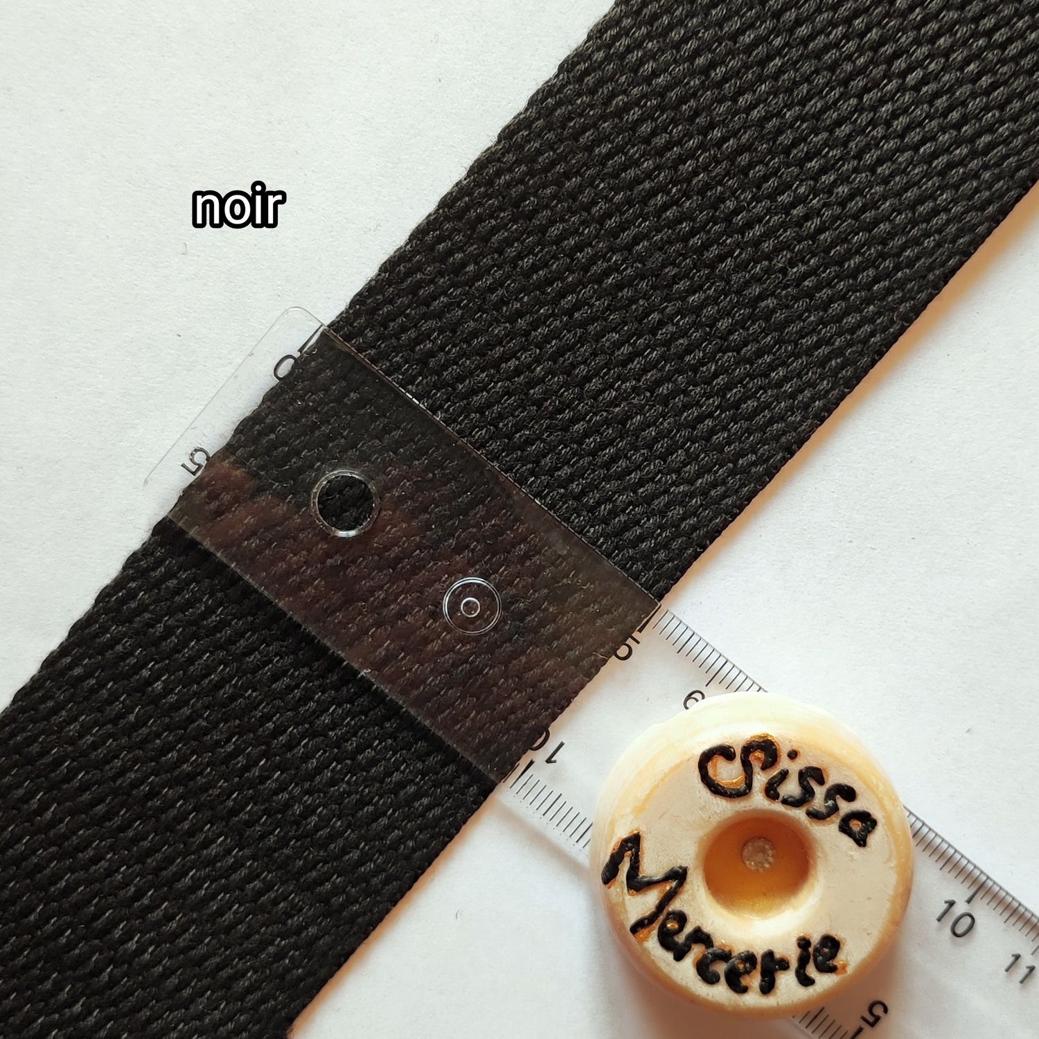 Sangle coton 38mm au m (choisissez parmi 38 couleurs), Couleur: Noir