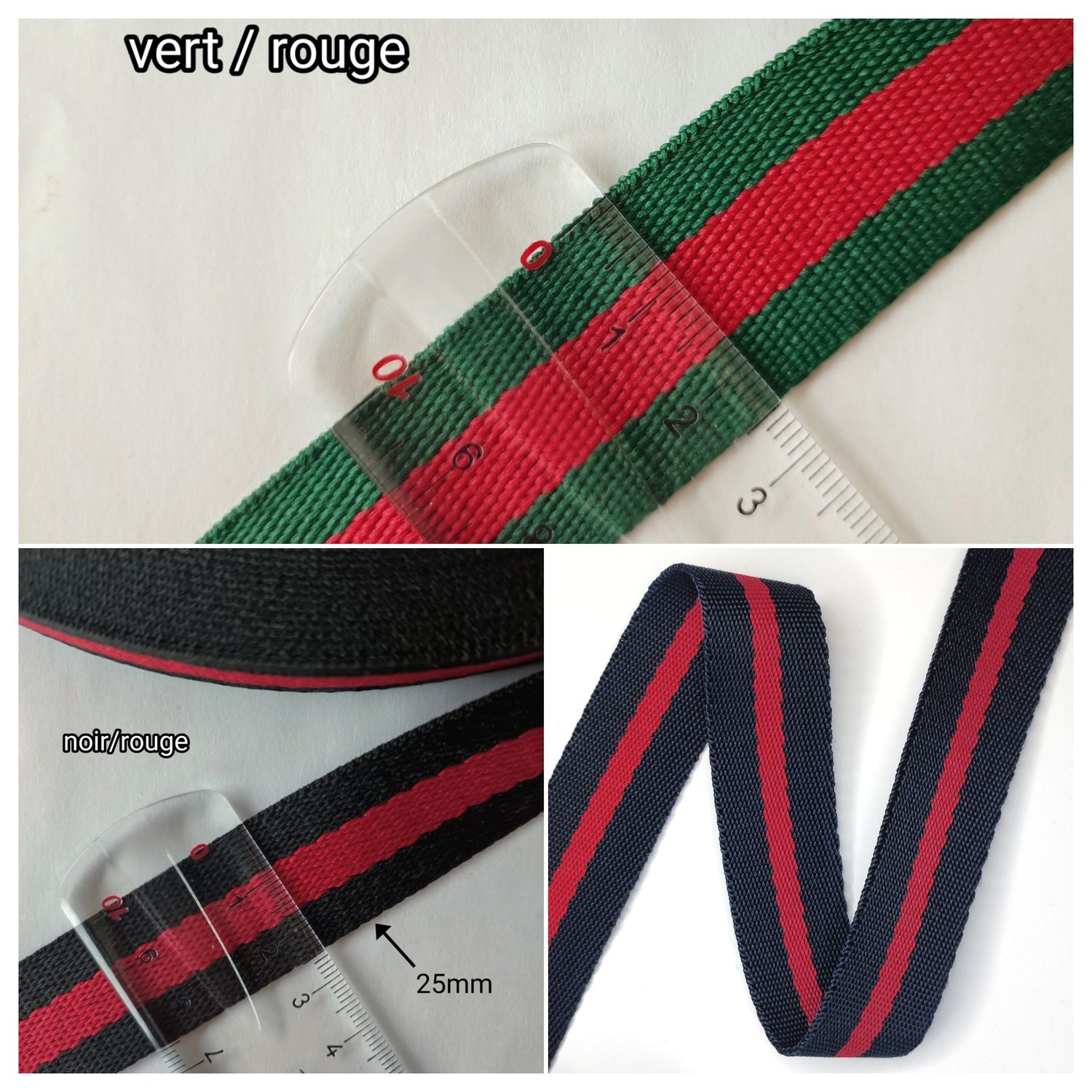 Sangle polyester rayé 25mm / choisissez vos couleurs Sangle polyester rayé 25mm / choisissez vos couleurs