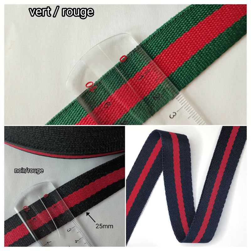 Sangle polyester rayé 25mm / choisissez vos couleurs 