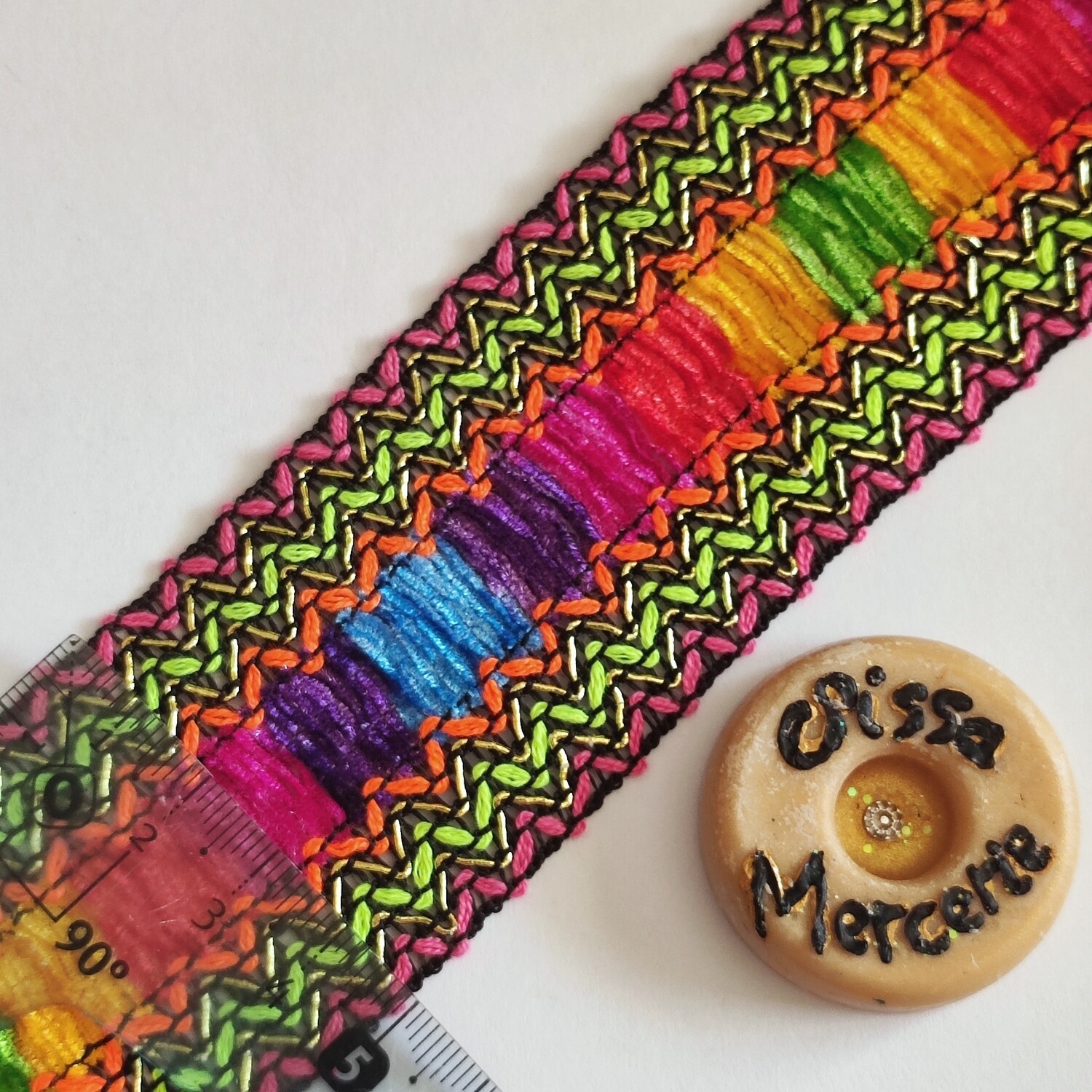 Galon kabyle avec doré 4,8 cm au mètre(choisissez vos couleurs)