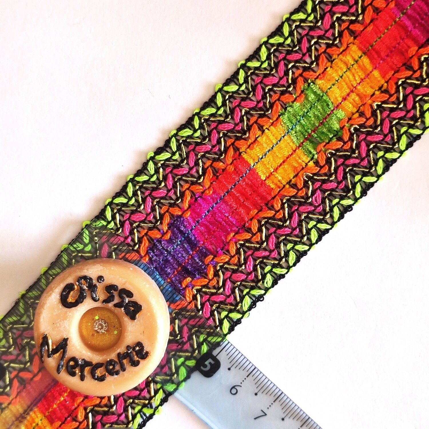 Galon kabyle avec doré 4,8 cm au mètre(choisissez vos couleurs)