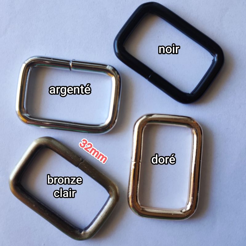 Anneau rectangulaire 32mm  (choisissez vos couleurs)