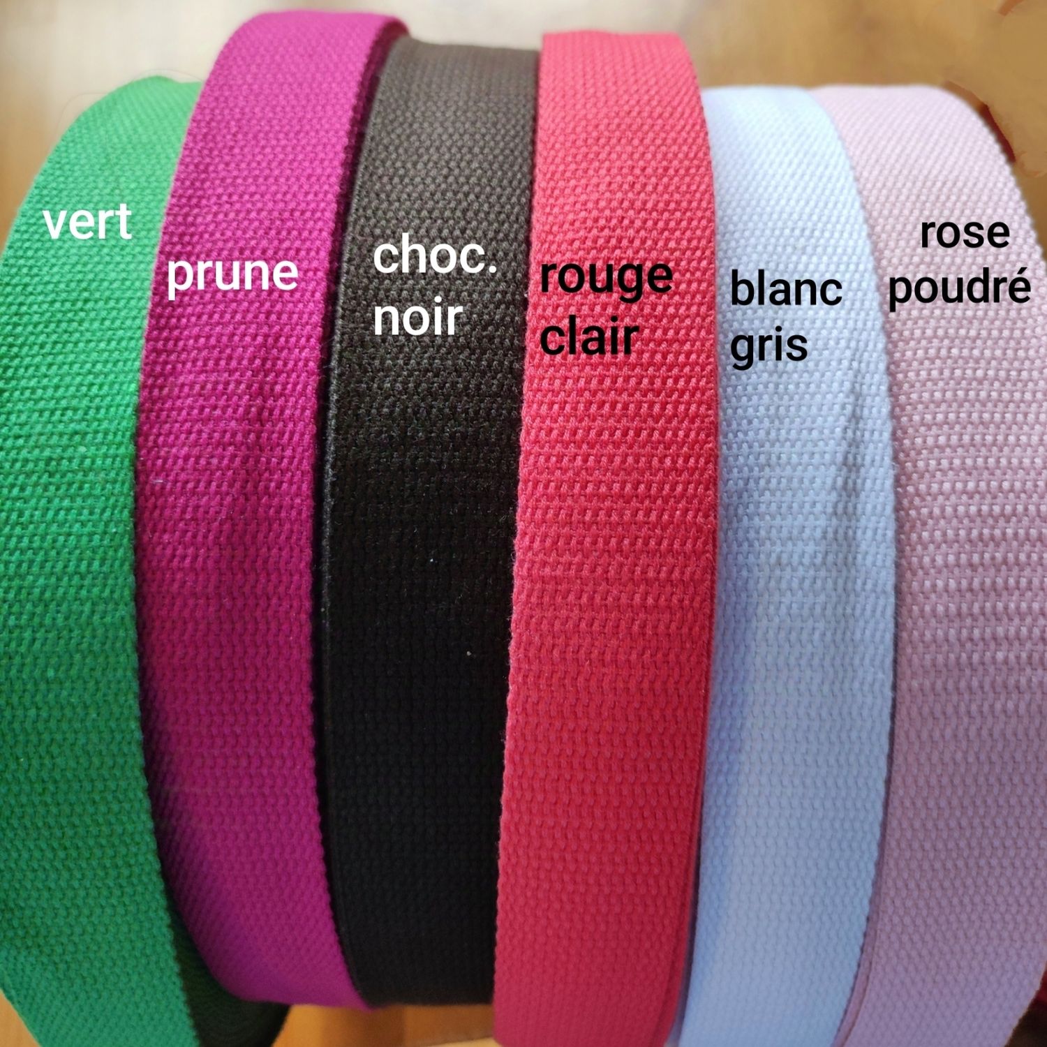 Rouleau 40m sangle coton 32mm ép 1,5mm / choisissez vos couleurs
