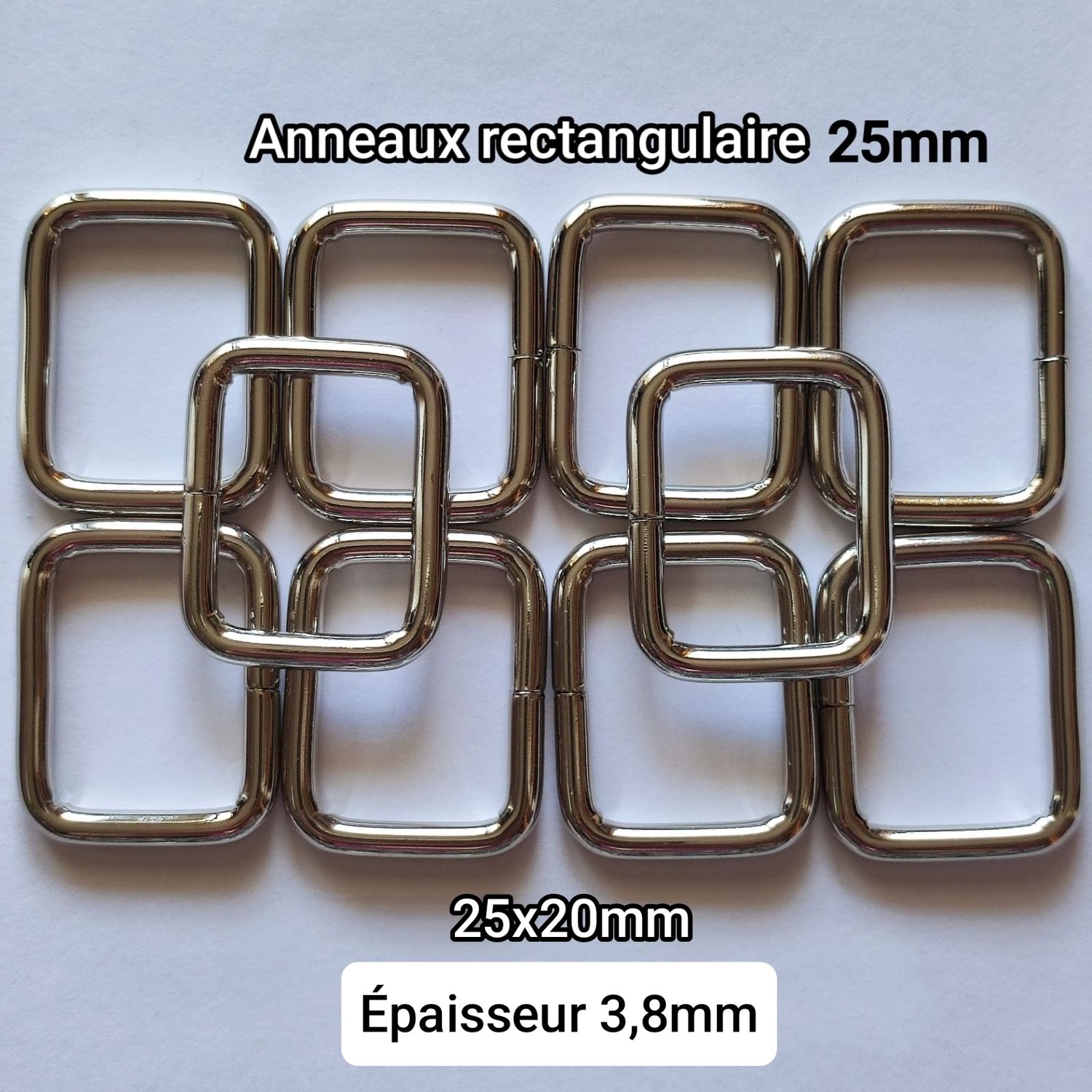 Anneaux rectangulaires argentés 25mm