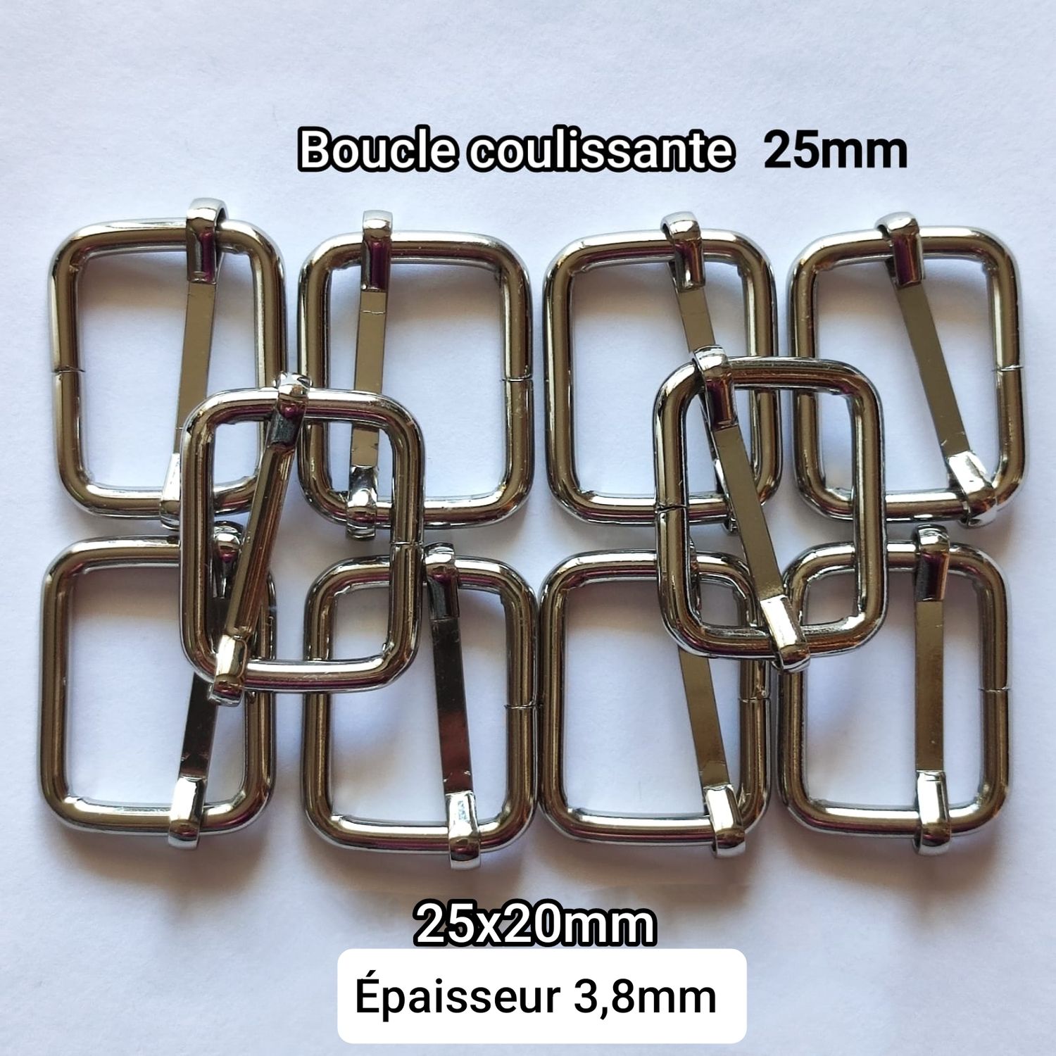 Boucles coulissantes argentés 25mm