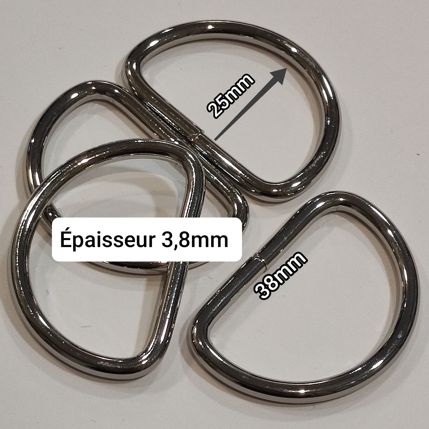 Anneau en D, 38mm x25mm