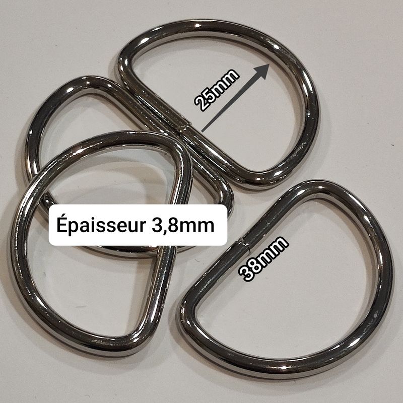 Anneau en D, 38mm x25mm