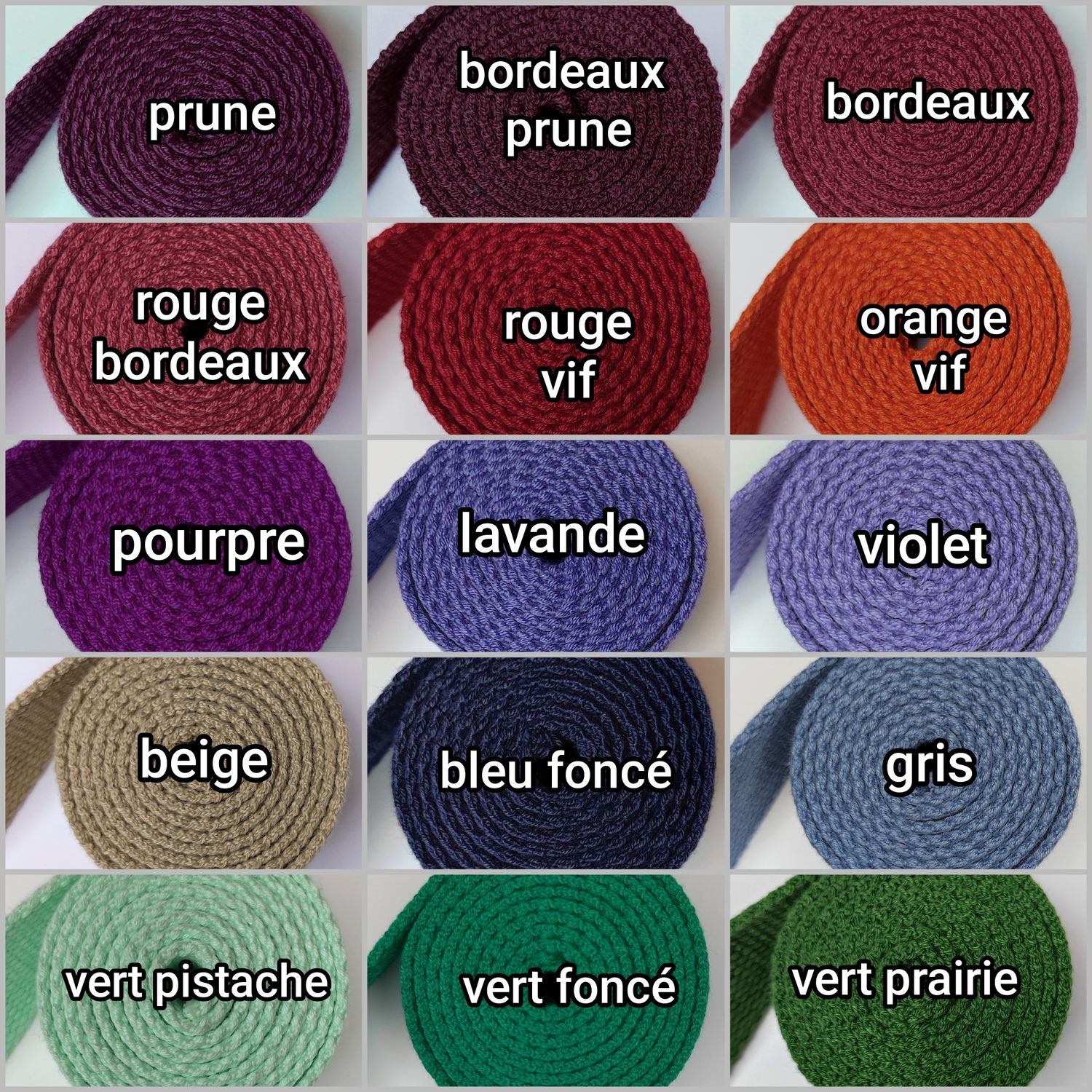 Sangle coton 38mm ép 2mm au mètre (choisissez vos couleurs)