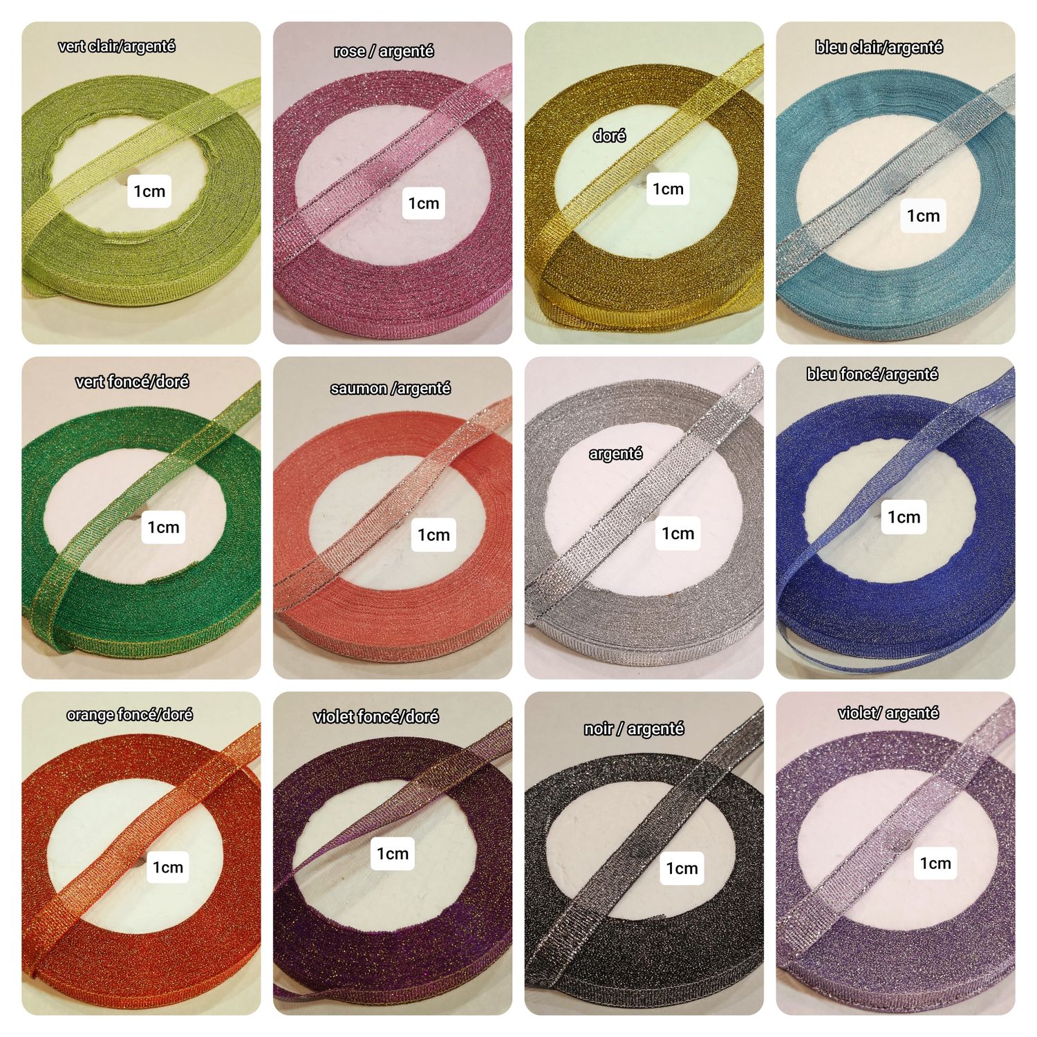 Ruban glitter 1cm (choisissez vos couleurs)