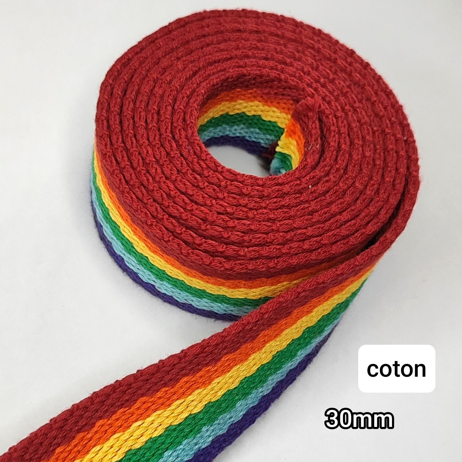 Sangle coton 32mm fantaisie avec rayures