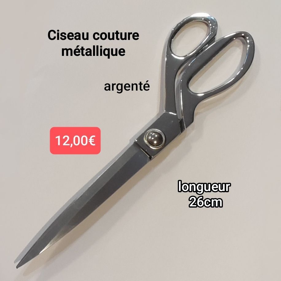 Ciseaux couture argenté qualité professionnelle 26cm