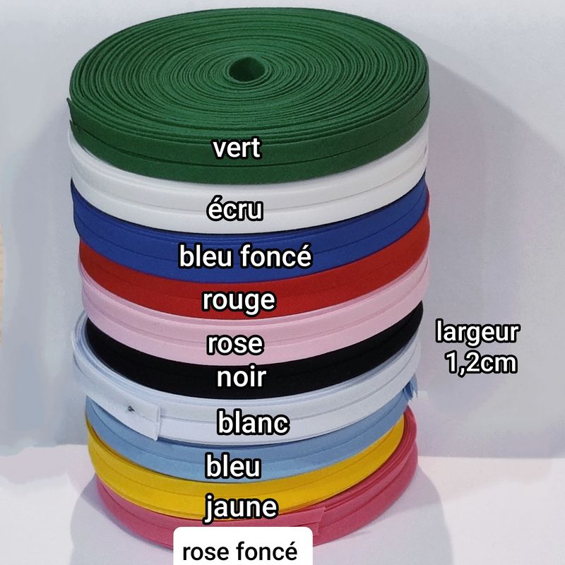 10 rouleaux biais polycoton largeur 1,2cm