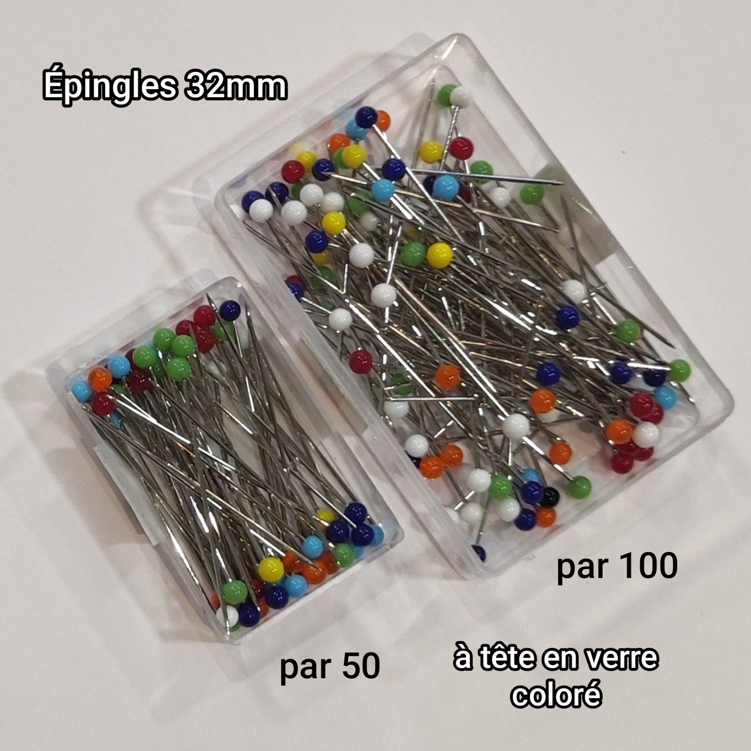 Épingle à tête en verre 32mm