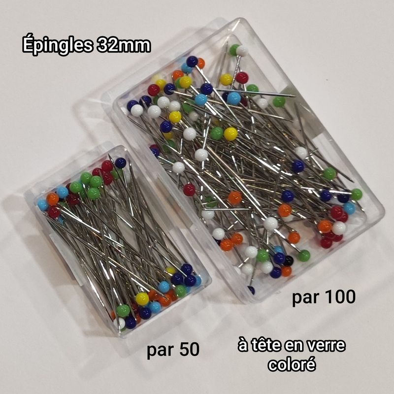 Épingle à tête en verre 32mm